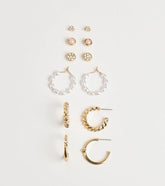 Trendy Glam Rhinestone And Pearl Earrings Set