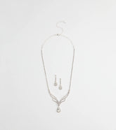 Regal Teardrop Rhinestone Necklace And Earrings Set
