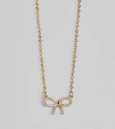 Darling Rhinestone Bow Necklace