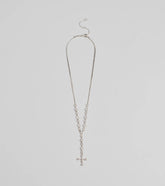 Graceful Elegance Cross Charm Lariat Necklace