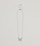 Fluttery Glam Rhinestone Butterfly Pendant Necklace
