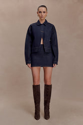 Ellie Denim Mini Skirt - Washed Indigo Blue