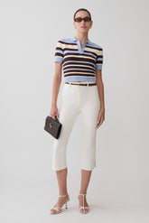 Mary Denim Capris - White