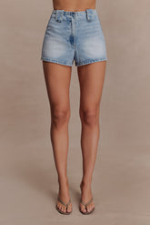 Erin Mid Rise Denim Shorts - Washed Light Blue