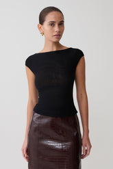 Romana Short Sleeve Mesh Top - Black