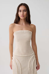 Annie Strapless Tie Back Linen Top - Natural