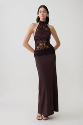 Tessie Knit & Crochet Maxi Dress - Dark Chocolate