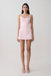Beth Satin Mini Dress - Pale Pink