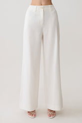 Brielle Straight Leg Linen Pant - White